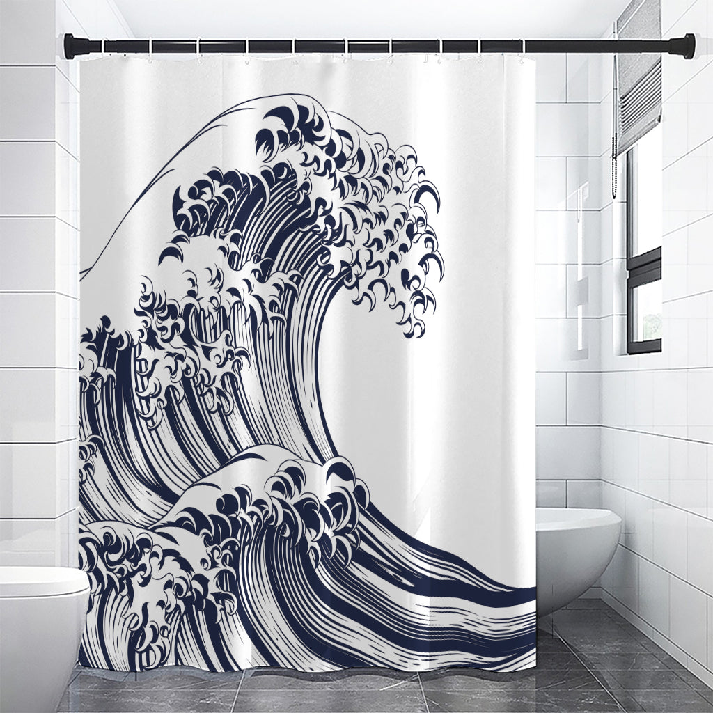 Japanese Kanagawa Wave Print Shower Curtain