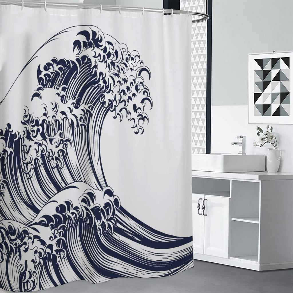 Japanese Kanagawa Wave Print Shower Curtain