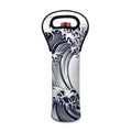 Japanese Kanagawa Wave Print Single Neoprene Wine Tote
