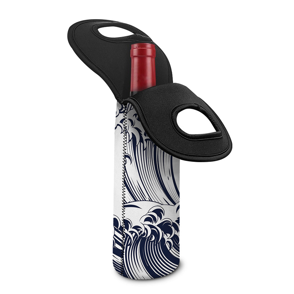 Japanese Kanagawa Wave Print Single Neoprene Wine Tote