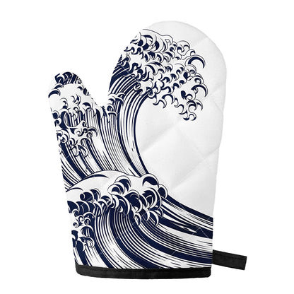 Japanese Kanagawa Wave Print Single Oven Mitt