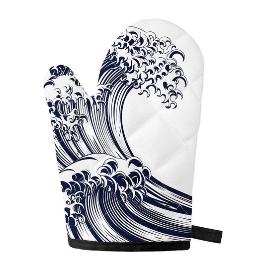 Japanese Kanagawa Wave Print Single Oven Mitt