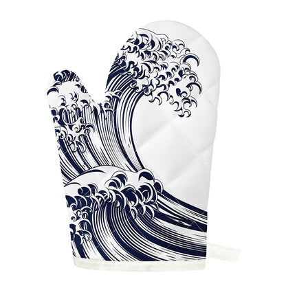 Japanese Kanagawa Wave Print Single Oven Mitt