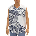 Japanese Kanagawa Wave Print Sleeveless Baseball Jersey