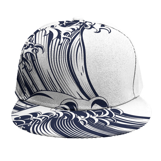 Japanese Kanagawa Wave Print Snapback Cap