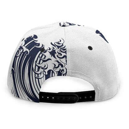 Japanese Kanagawa Wave Print Snapback Cap
