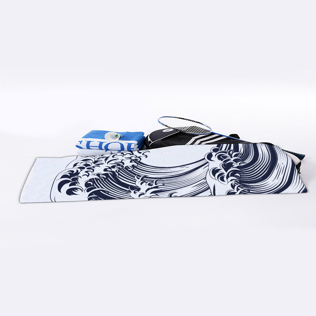 Japanese Kanagawa Wave Print Sports Towel