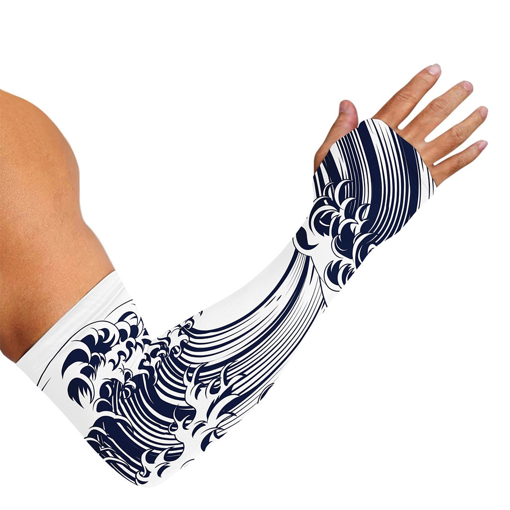 Japanese Kanagawa Wave Print Sun Protection Arm Sleeves