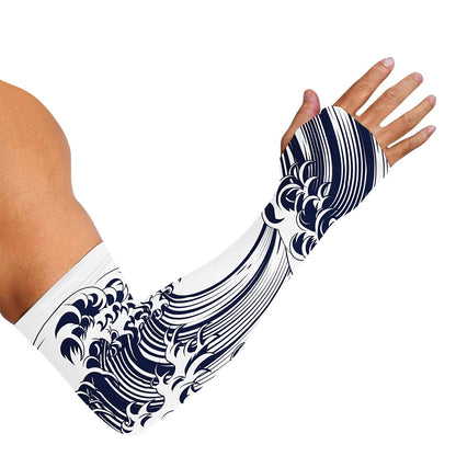 Japanese Kanagawa Wave Print Sun Protection Arm Sleeves