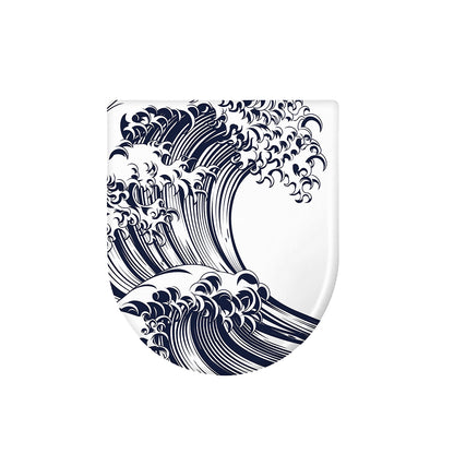 Japanese Kanagawa Wave Print Toilet Lid Cover