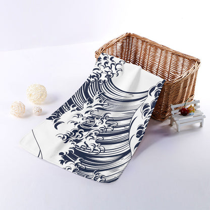 Japanese Kanagawa Wave Print Towel