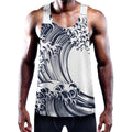 Japanese Kanagawa Wave Print Men's Workout Tank Top