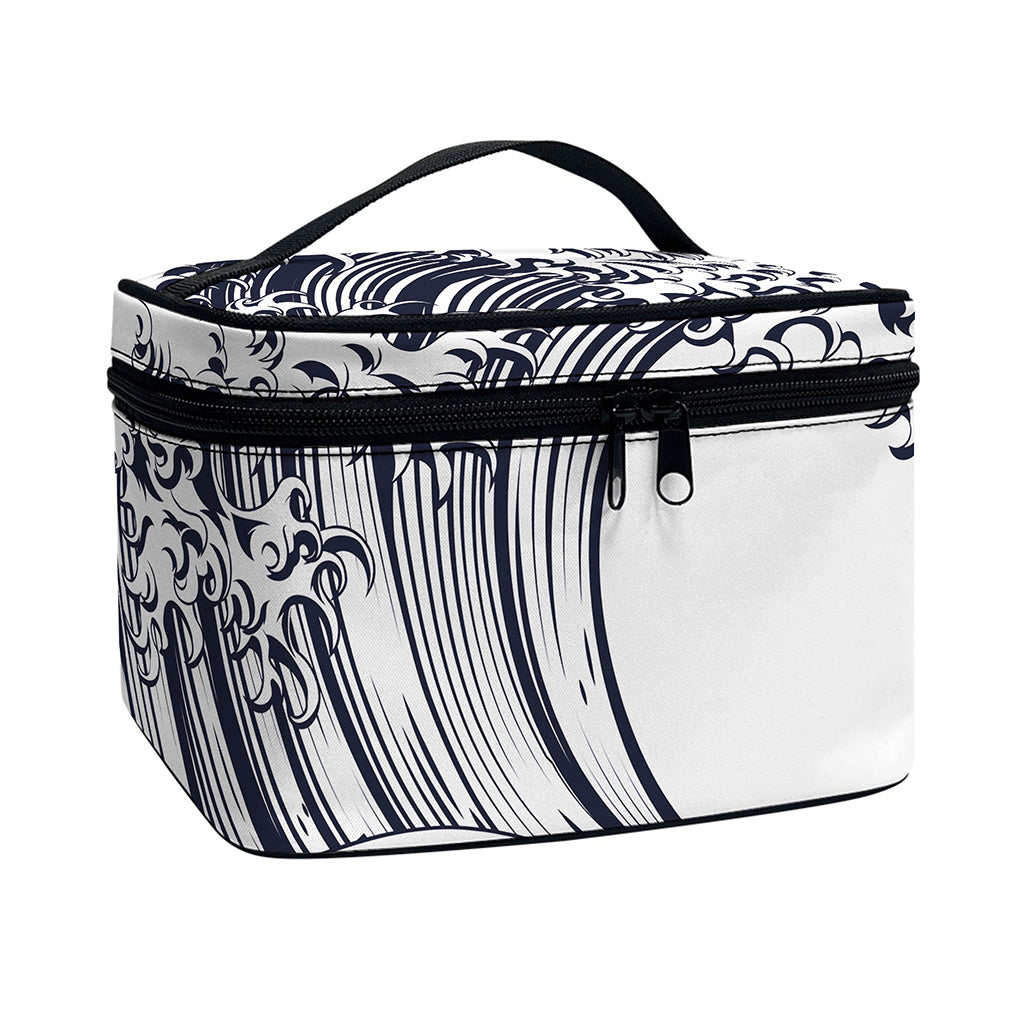 Japanese Kanagawa Wave Print Travel Makeup Bag