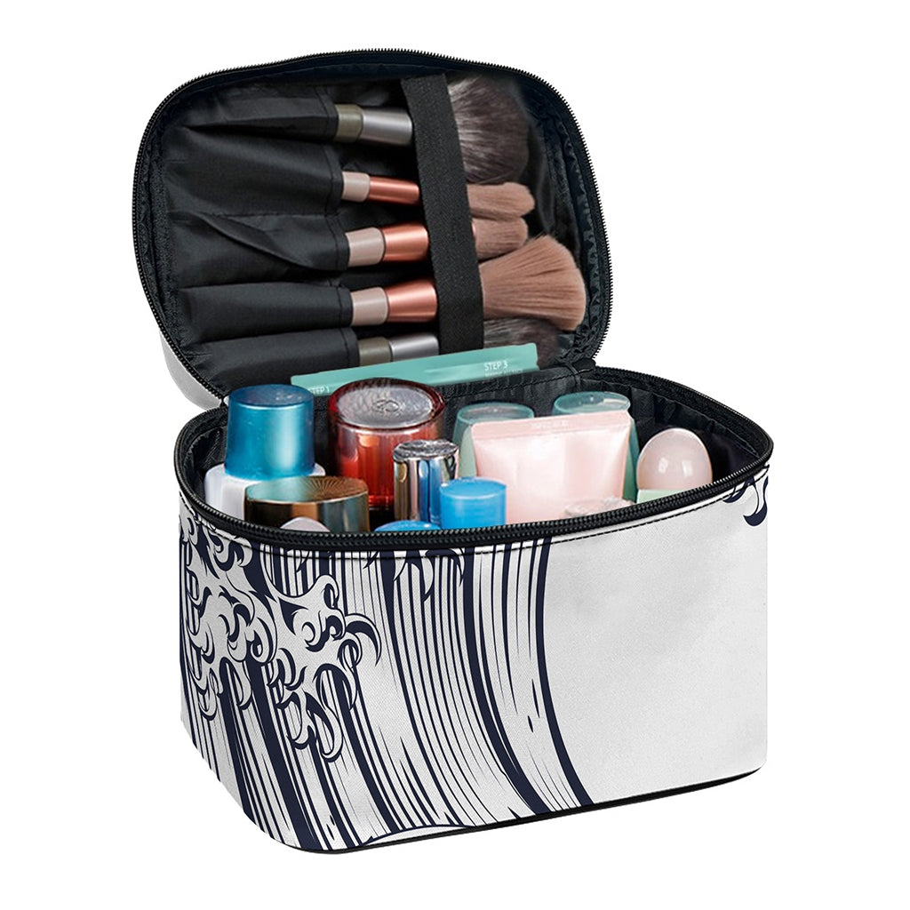 Japanese Kanagawa Wave Print Travel Makeup Bag