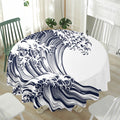Japanese Kanagawa Wave Print Waterproof Round Tablecloth