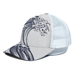 Japanese Kanagawa Wave Print White Mesh Trucker Cap