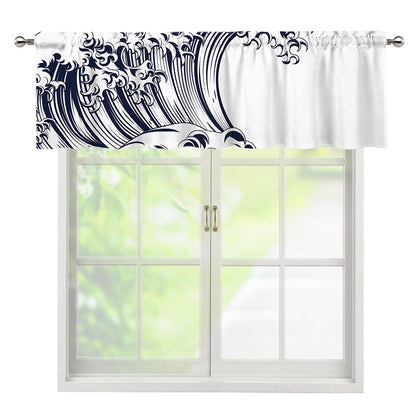 Japanese Kanagawa Wave Print Window Valance