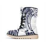 Japanese Kanagawa Wave Print Winter Boots