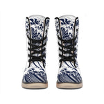 Japanese Kanagawa Wave Print Winter Boots