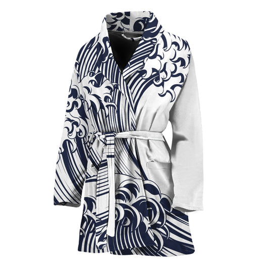 Japanese Kanagawa Wave Print Women's Bathrobe