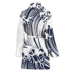 Japanese Kanagawa Wave Print Women's Bathrobe