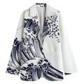 Japanese Kanagawa Wave Print Women's Cotton Blazer