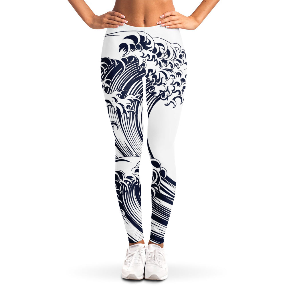 Japanese Kanagawa Wave Print Women's Leggings