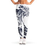Japanese Kanagawa Wave Print Women's Leggings