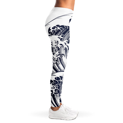 Japanese Kanagawa Wave Print Women's Leggings