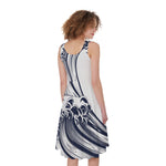 Japanese Kanagawa Wave Print Women's Sleeveless Dress