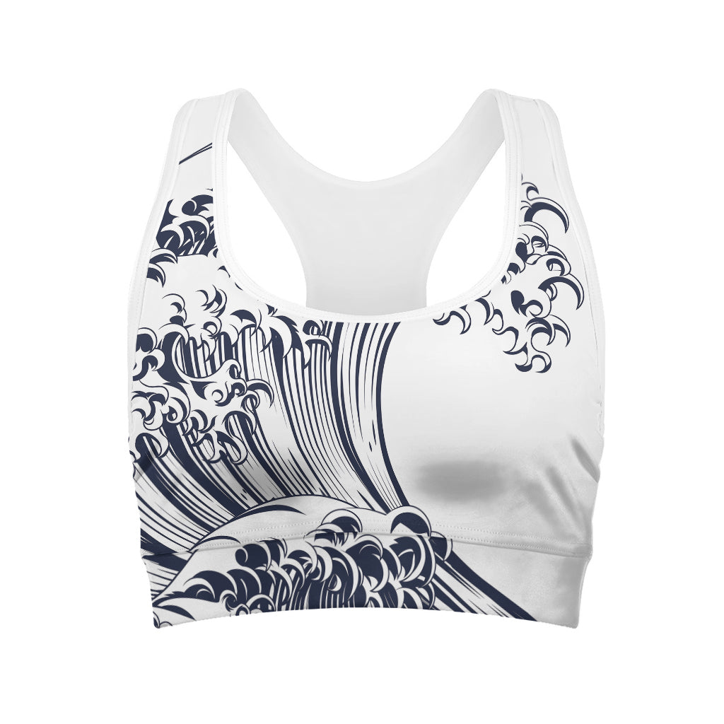 Japanese Kanagawa Wave Print Women's Sports Bra