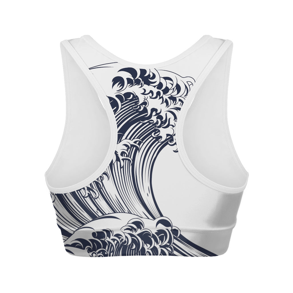 Japanese Kanagawa Wave Print Women's Sports Bra