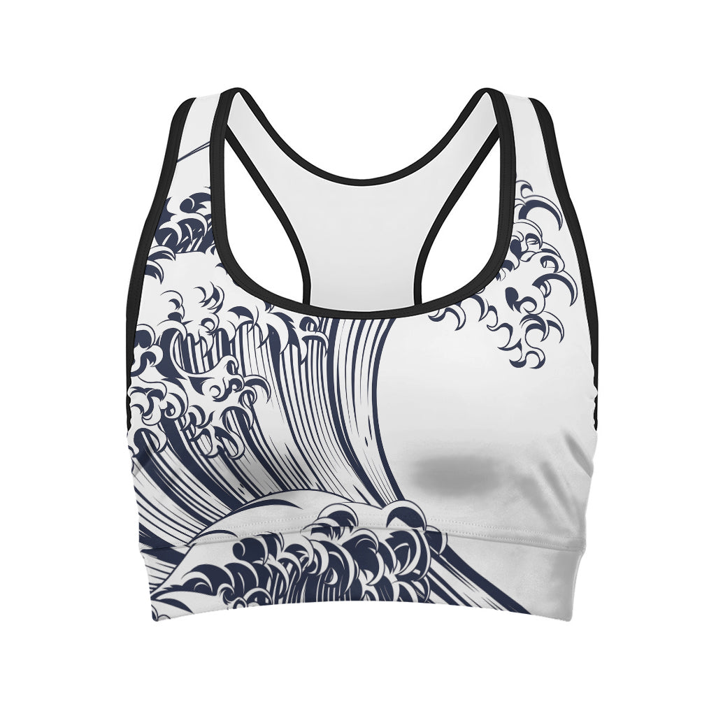 Japanese Kanagawa Wave Print Women's Sports Bra