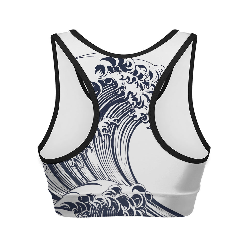Japanese Kanagawa Wave Print Women's Sports Bra