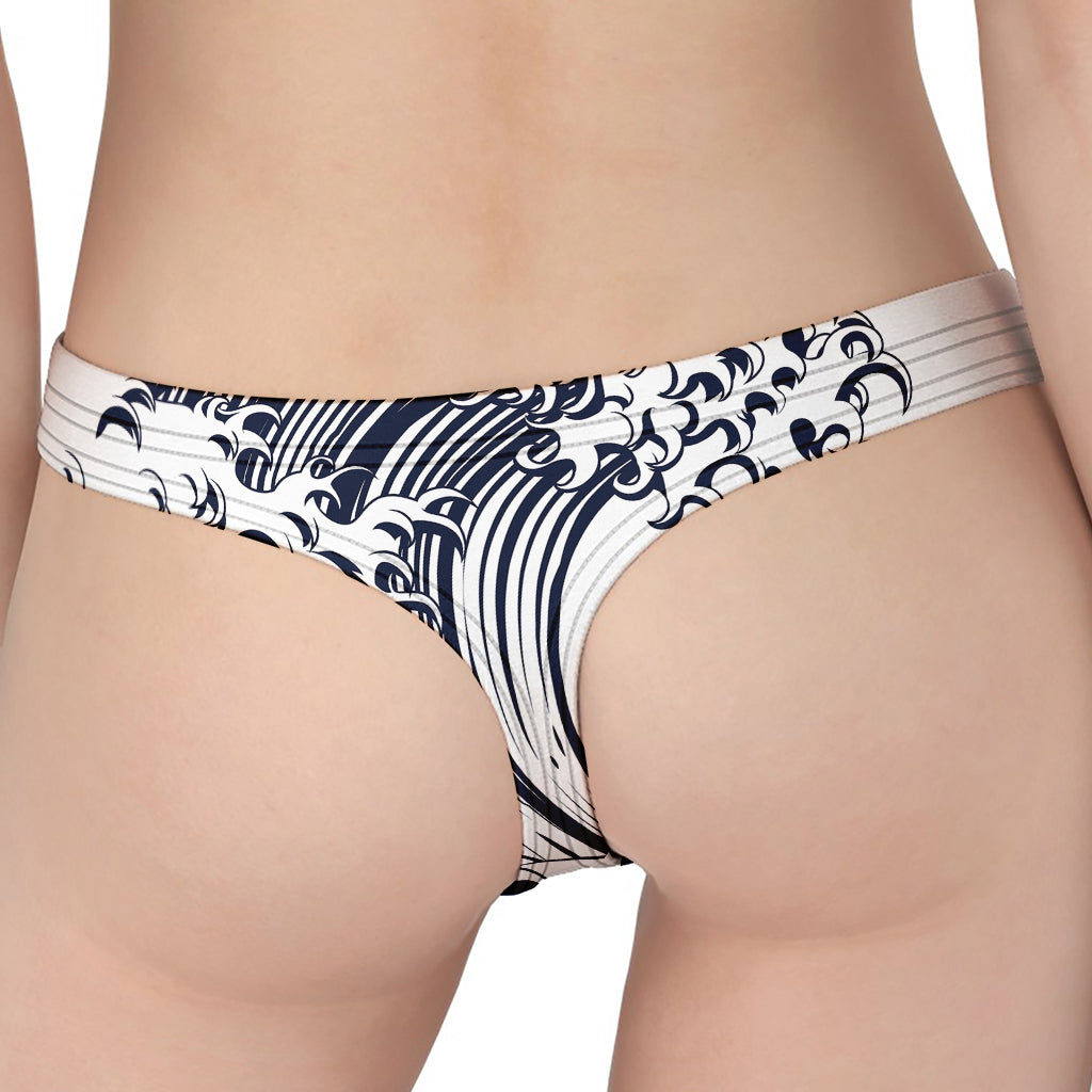 Japanese Kanagawa Wave Print Women's Thong