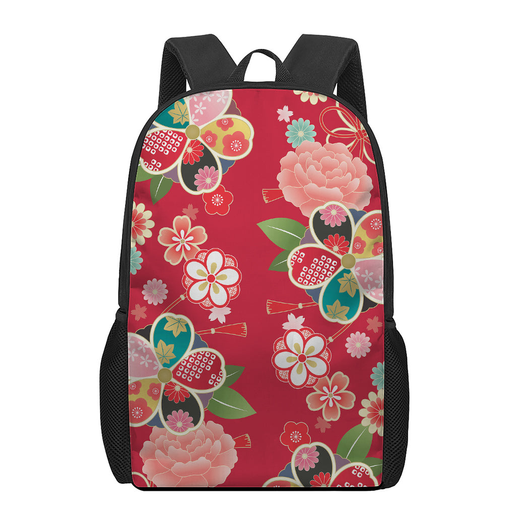 Japanese Kimono Pattern Print 17 Inch Backpack