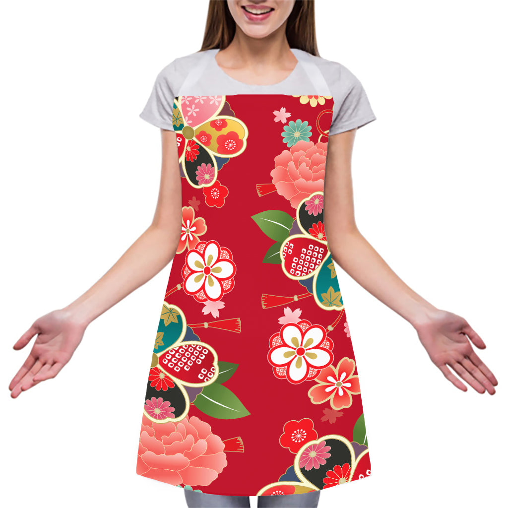 Japanese Kimono Pattern Print Adjustable Apron