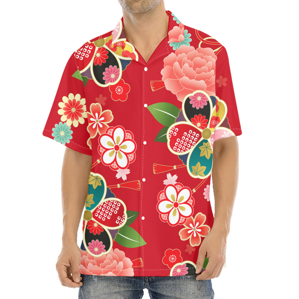Japanese Kimono Pattern Print Aloha Shirt
