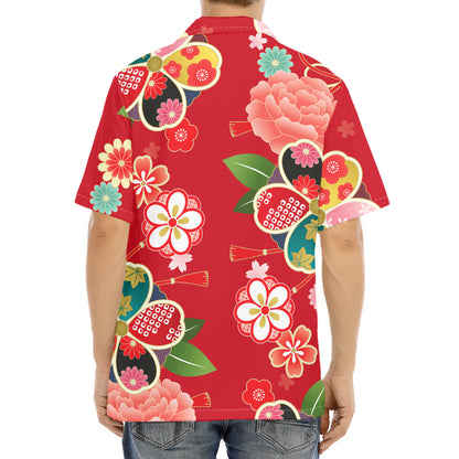 Japanese Kimono Pattern Print Aloha Shirt
