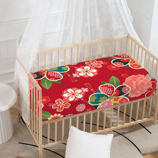Japanese Kimono Pattern Print Baby Crib Sheet