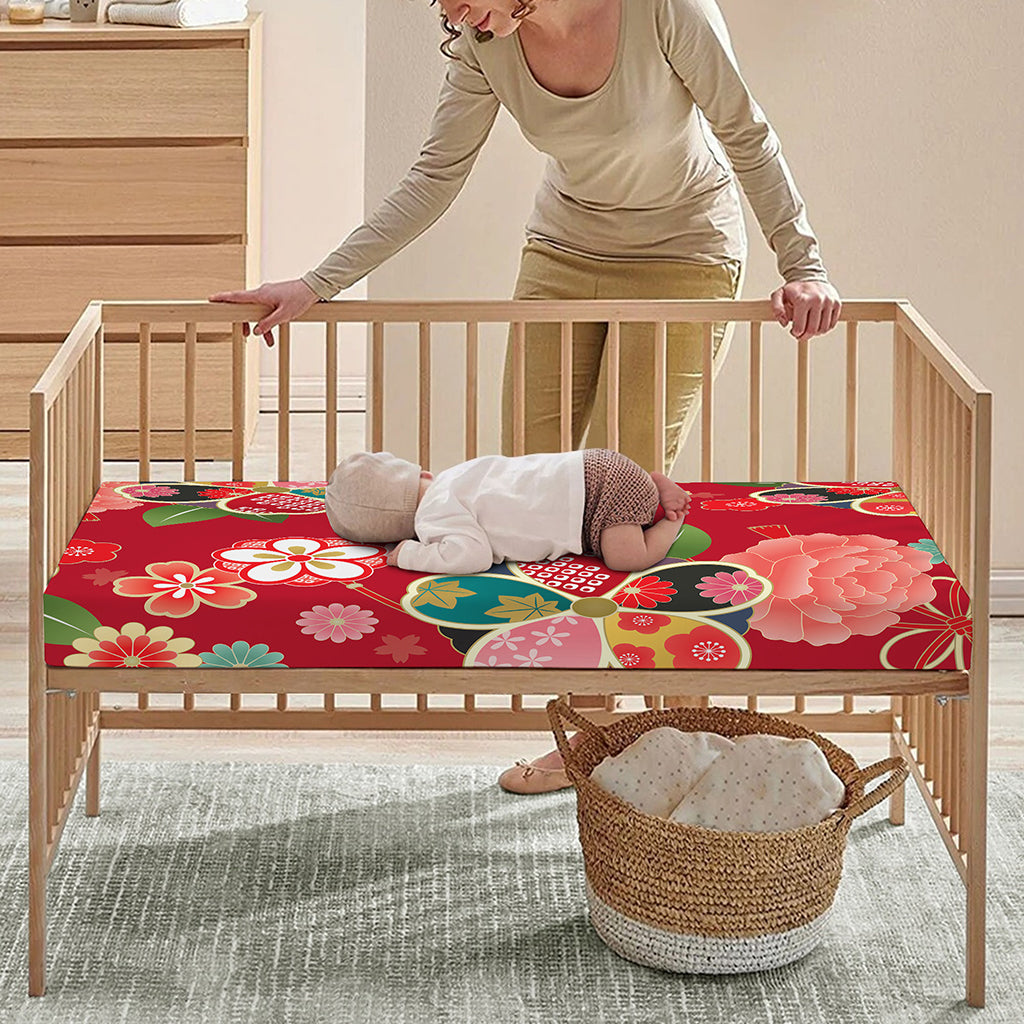 Japanese Kimono Pattern Print Baby Crib Sheet
