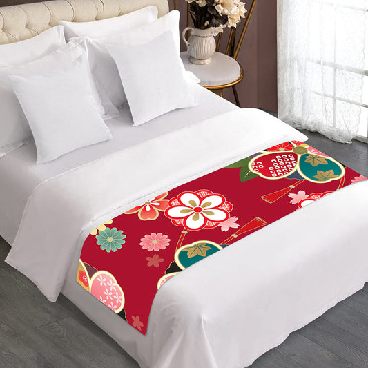 Japanese Kimono Pattern Print Bed Runner