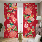 Japanese Kimono Pattern Print Blackout Pencil Pleat Curtains