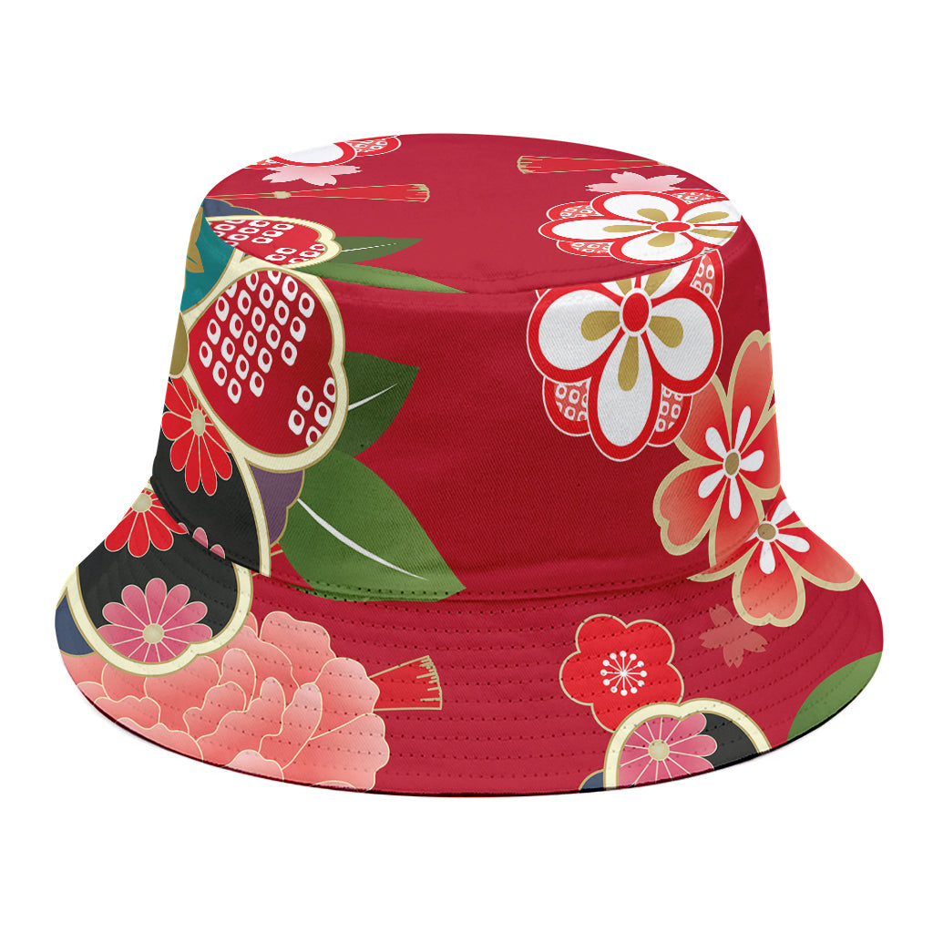 Japanese Kimono Pattern Print Bucket Hat