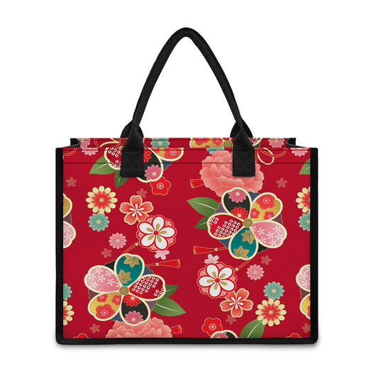 Japanese Kimono Pattern Print Canvas Tote Bag
