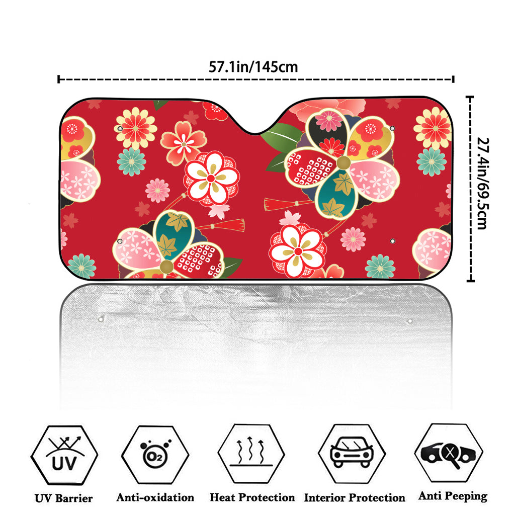 Japanese Kimono Pattern Print Car Windshield Sun Shade