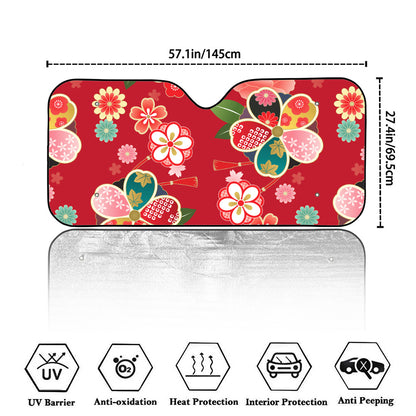 Japanese Kimono Pattern Print Car Windshield Sun Shade