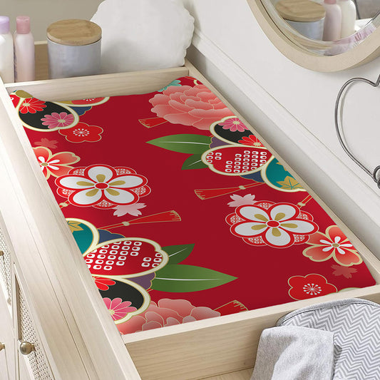 Japanese Kimono Pattern Print Changing Pad Cover