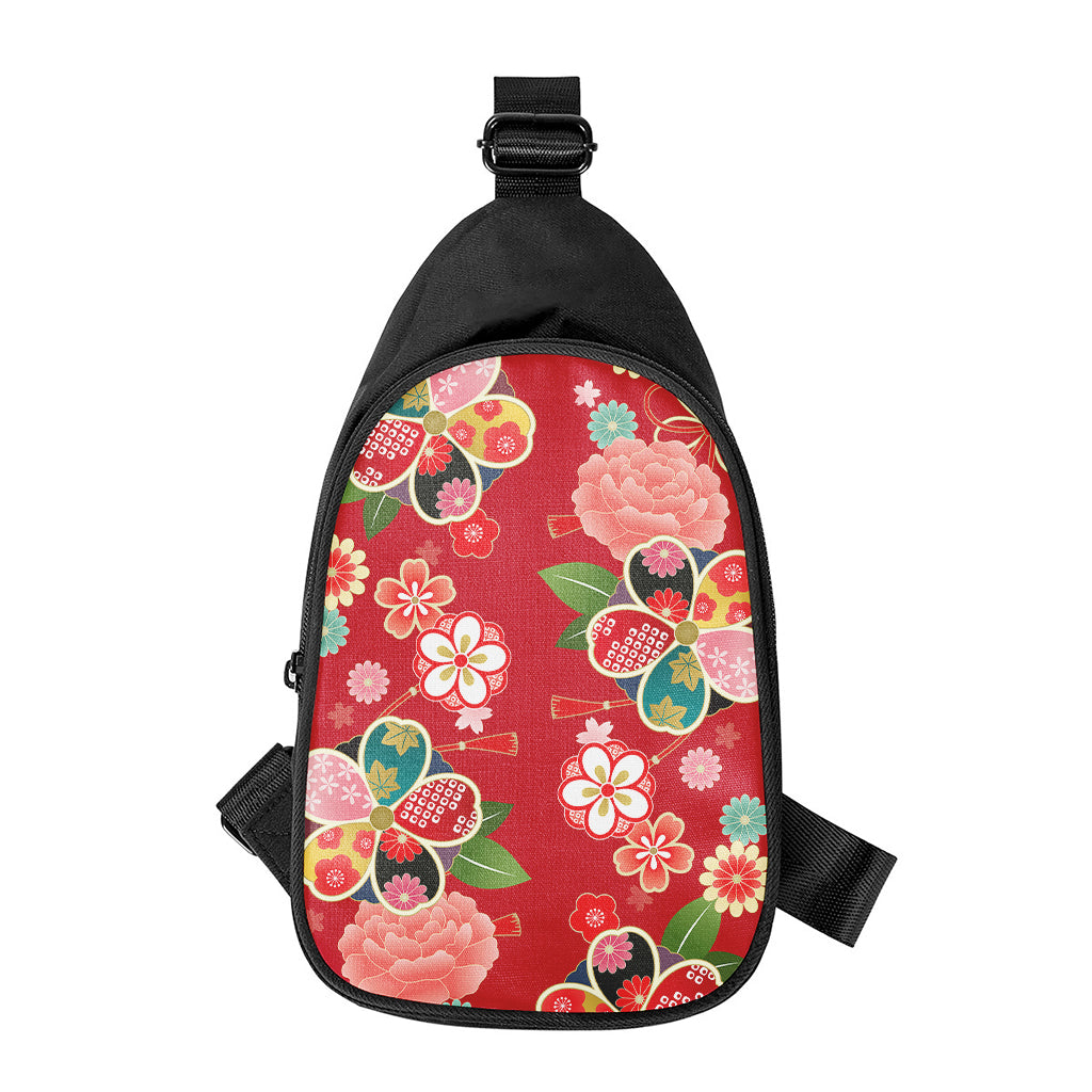 Japanese Kimono Pattern Print Chest Bag