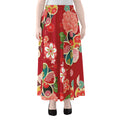 Japanese Kimono Pattern Print Chiffon Maxi Skirt